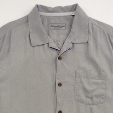 Tommy Bahama Gray Silk Hawaiian Camp Shirt XL/TG