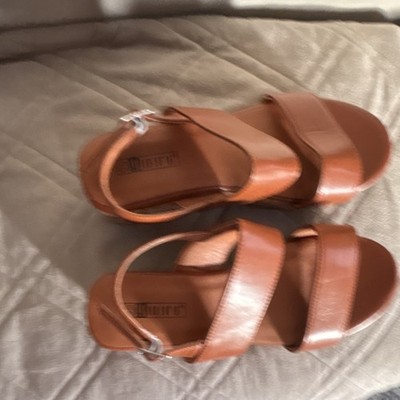 DIDIFU Brown Wedge Strappy Buckle Sandals Faux Leather Upper Size 9