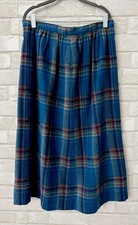 Vintage Pendleton Pleated Check Plaid Long Skirt Blue Purple Gray Pastel Sz 12