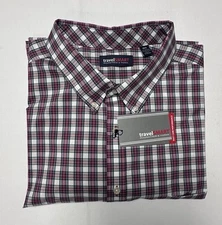 Roundtree Yorke Travel Smart Men Shirt 4XT Long Sleeve Button Easy Care Red New