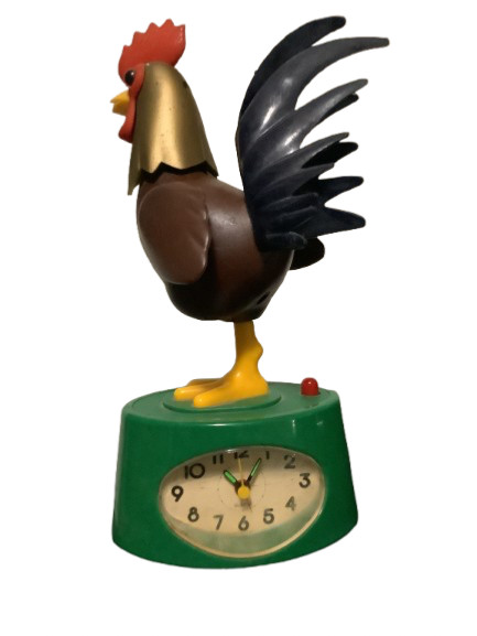 MOTION! Alarm Clock Mantel 1970s ANIMATED! Sound Extremely RARE! ROOSTER