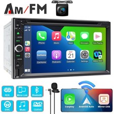 Autoradio Doppio 2 Din 7" Lettore DVD CD Touch Screen Radio CarPlay GPS con Fotocamera
