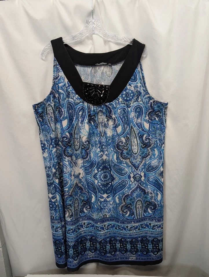 Vestido recto para mujer Notations 2X sin mangas línea A escote adornado con cuentas Foto 4 de 4