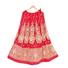 Vintage Heavy Wedding Red Rajputana Phoshak skirt Pure Silk Hand Embroidered
