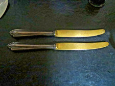 2 antike Obstmesser / Dessertmesser &ndash; 800er Silber & vergoldete Klingen (17 cm)