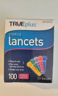 TRUEplus Sterile Lancets 33 Gauge Count of 100