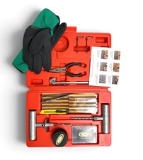 Real 4x4 Tire Repair Kit Emergency Tubeless Tire Plug Tool Set W Case Gloves