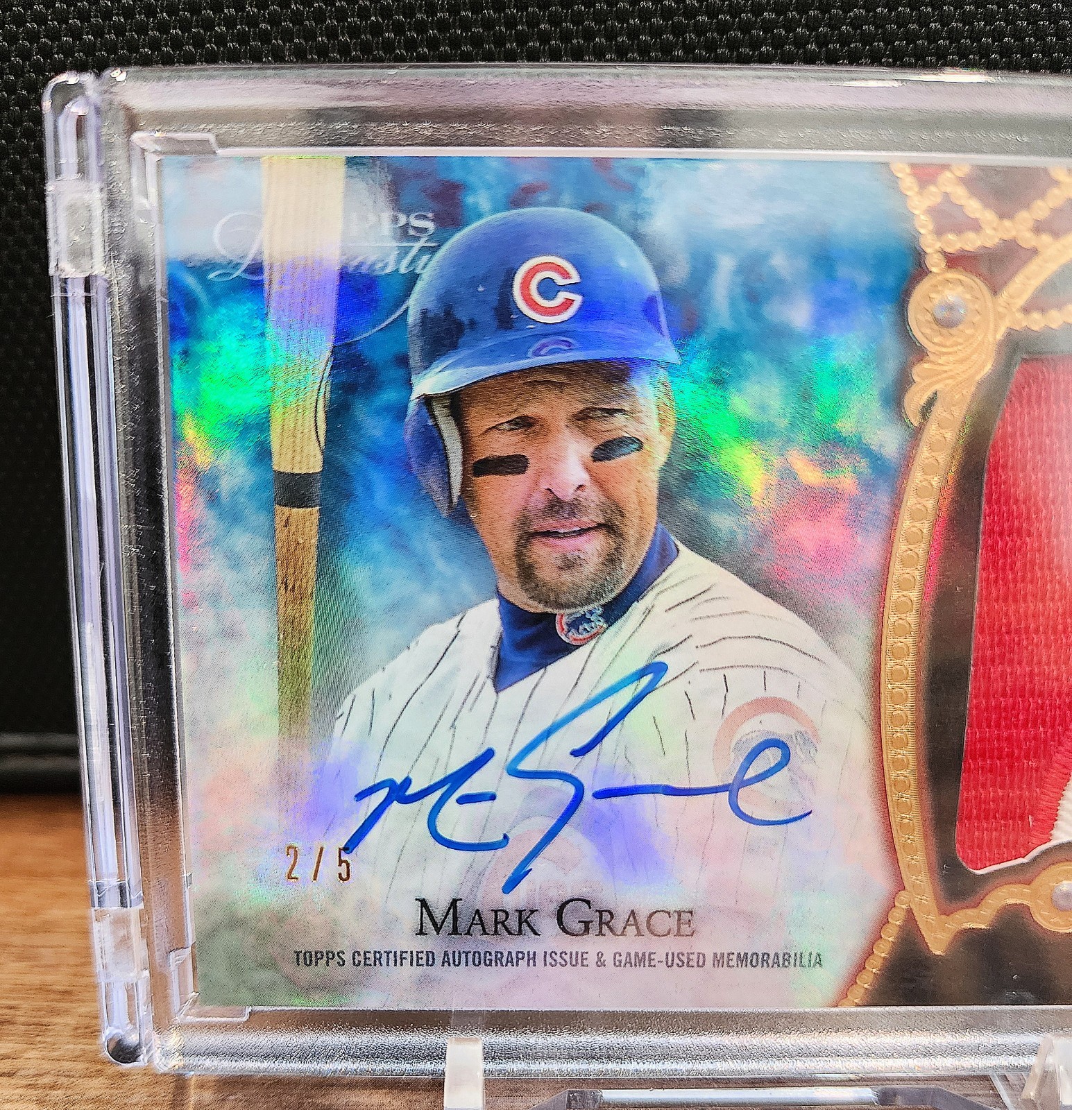 Mark Grace 2022 Topps Dynasty Dynastic Decoration Patch Auto #2/5 Cubs Gem view 3