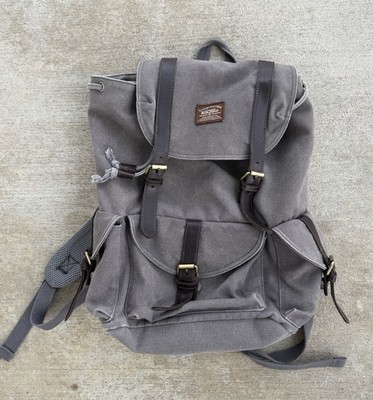 KAUKKO Men s Gray Canvas Backpack Travel Hiking Camping Rucksack Laptop Bag