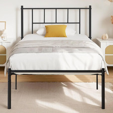 Twin Metal Platform Bed Frame with Headboard, Heavy Duty Steel Slat Support, und