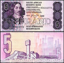 South Africa 5 Rand, 1989-1990 ND, P-119d, UNC