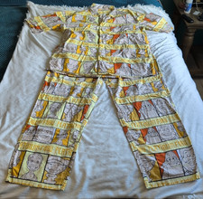 Vtg Platinum FUBU Fat Albert Pajama Set All Over Print Comic Shirt Pants 2pc