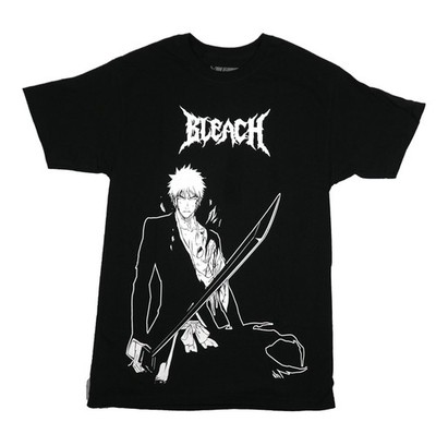 Bleach New Adult T-Shirt - White Outlined Ichigo Holding Sword  Razor Blade