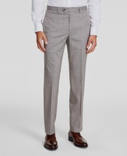 Michael Kors Men's Beige Plaid Classic-Fit Performance Dress Pants Sz 33W 30L