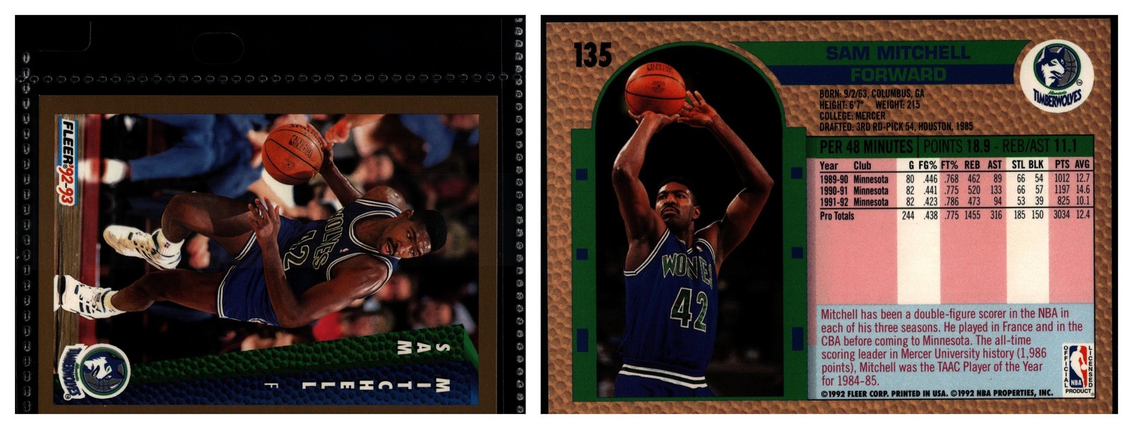 1992 Fleer Sam Mitchell #135 NM