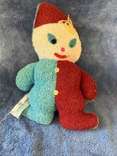 Vintage 1950s Terry Cloth Clown Doll, Knickerbocker Toy