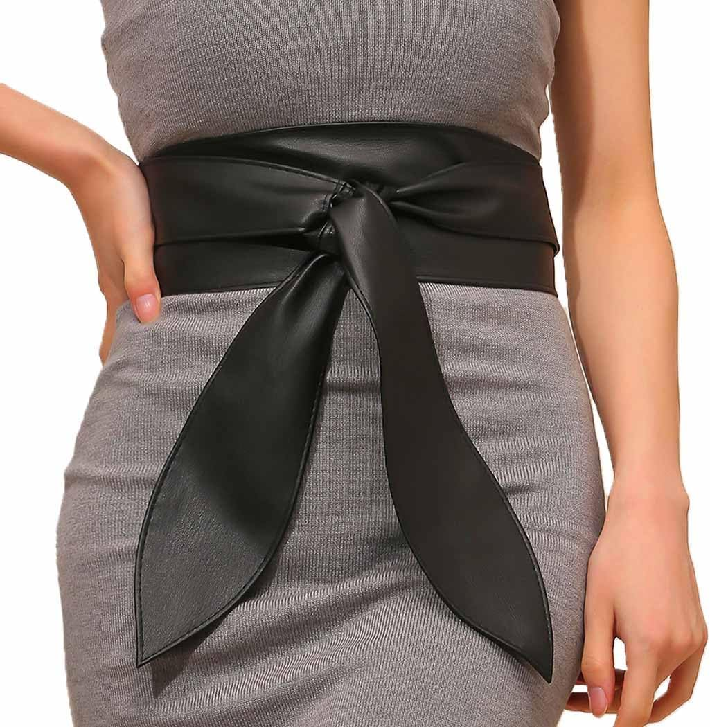 Obi Waist Belt Black Wide Leather Corset Belt Fashion Wrap  display picture 2