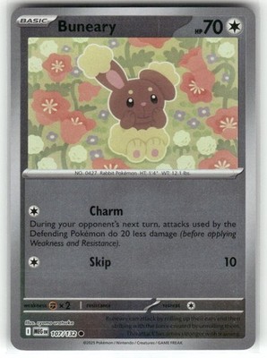 Buneary 107/132 Reverse Holo Mega Evolution Pokemon TCG