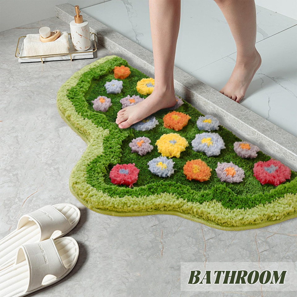 Cute Garden Flower Moss Rug for Bedroom Lovely Green Moss Carpet Living ...