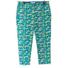 Boden Straight Leg Bistro Cropped Trouser Pants Ankle Watercolor Muticolor 10R