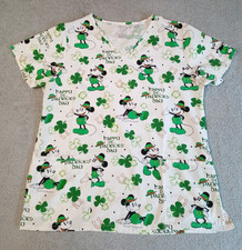 Women's DISNEY Mickey Mouse Happy St. Patrick's Day scrub top size M - MINT
