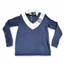 Polo Ralph Lauren Sport Women's Navy Blue Long Sleeve Rugby Shirt Size Medium