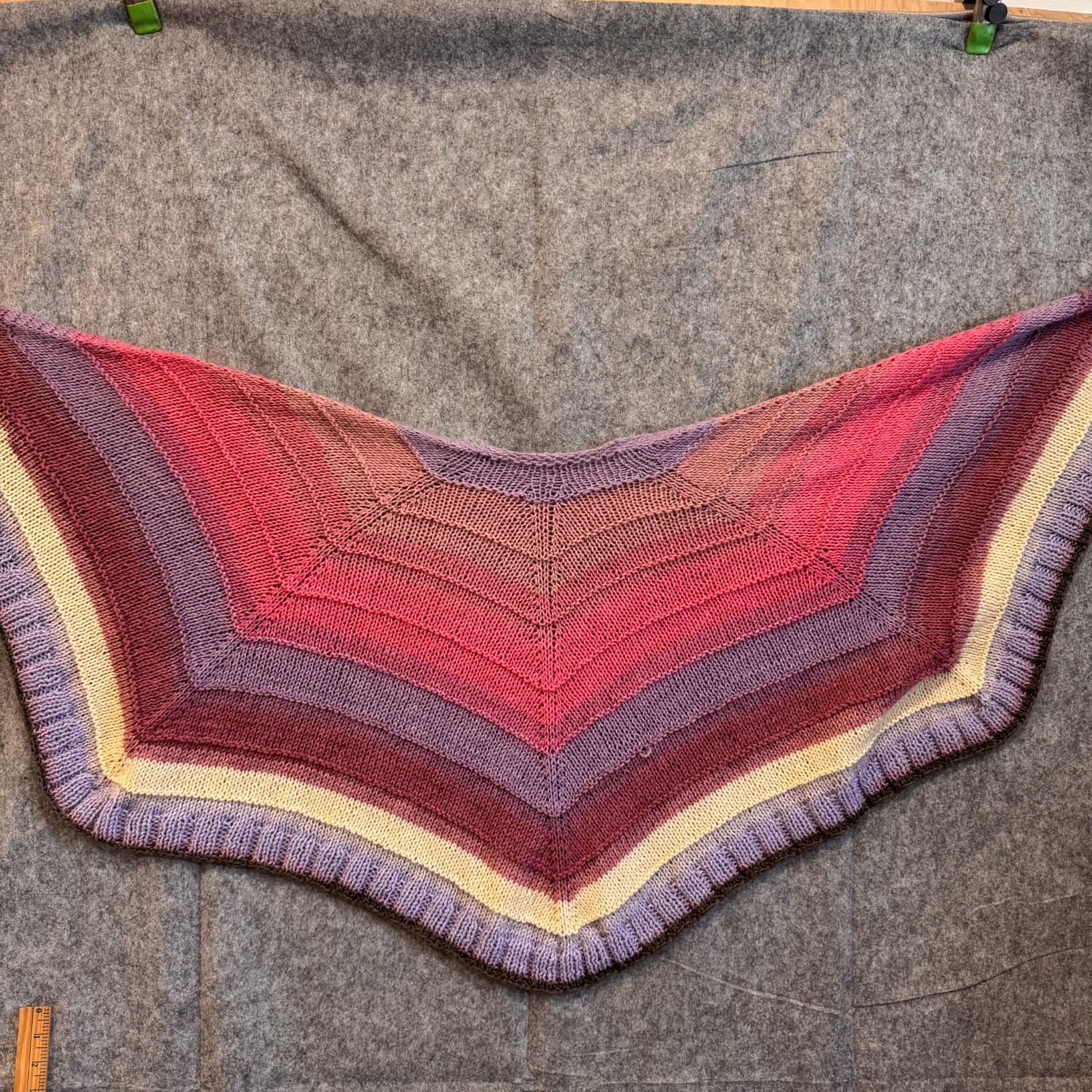 Triangle Shawl Wrap Purple Gradient Colorful Hand… - image 4