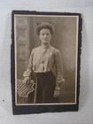 Photo Cabinet Card Woman with Crotched Buttons & a Great Locket
