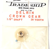 28 Tooth Delrin Crown Gear Slot Car Tradeship 1/8" Shaft 0.5 Module with Screw