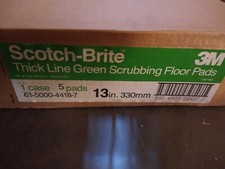 13" 3m Scotch Brite Thick Line Green Floor Scrubbing Pads   Case of 5
