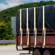 4 Pack Heavy Duty Ratchet Tie Down Straps 11000 lbs Double J Hook 2"x27ft