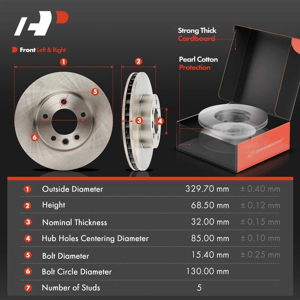 12x Rotores de disco delanteros y traseros y pastillas de freno para Volkswagen Touareg 2011 2012-2017 Foto 2 de 4