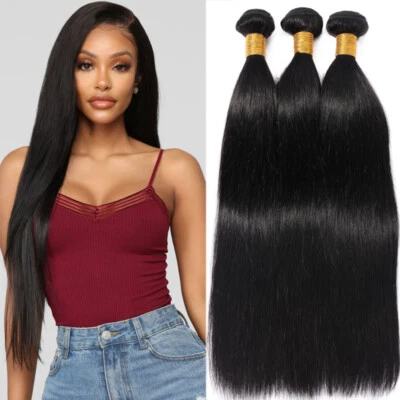 S-NOILITE Echthaartresse Virgin Indisches Echthaar Tressen Weft 100G Bündel Glatt Gewellt