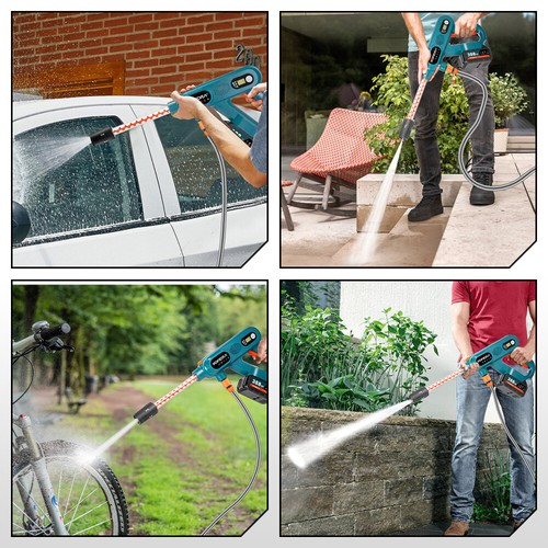 Portable Cordless Car High Pressure Washer Jet Water Wash Cleaner Gun 2 Battery - Picture 8 of 10