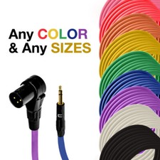 Right Angle 3-Pin XLR Male - 3.5 TRS Balanced Stereo Cable - Custom Length Color