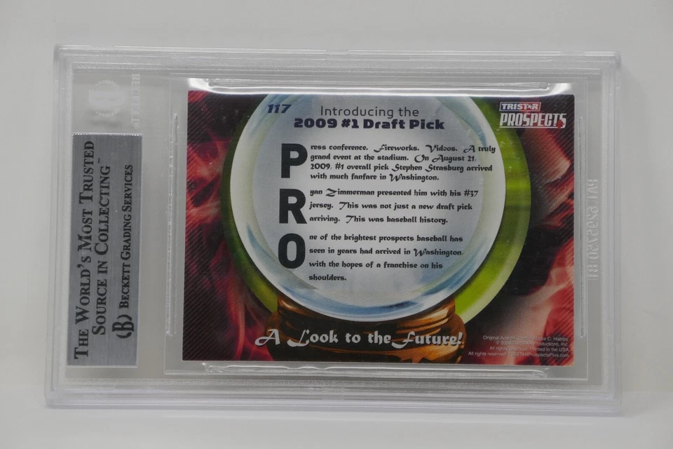 2009 TriStar Prospects Plus #117A Stephen Strasburg Red Rookie 🔥Beckett 9 MINT - Image 4 of 4