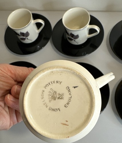 Lord Nelson Black Rose Coffee Set 6x Cups & Saucers Pot Milk Jug & Sugar Bowl - Picture 5 of 23