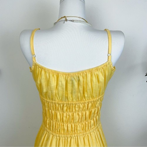 Lusana Kenna Leinen Maxikleid in Zitrusgelb Neu mit Etikett Damen Kleid Größe Small - Bild 5 von 8
