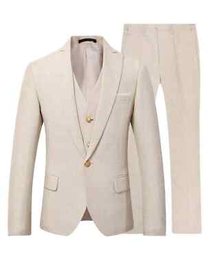  Suit  Men 3 Pieces Formal Wedding Prom Set Jacket Best Man Groom Tuxedos 