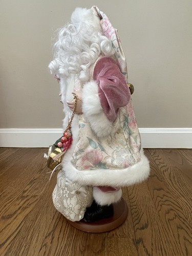 Vintage Unique Rose Pink Gold Chic Glam Christmas Santa Claus Figure 15” x 8” - Picture 5 of 16