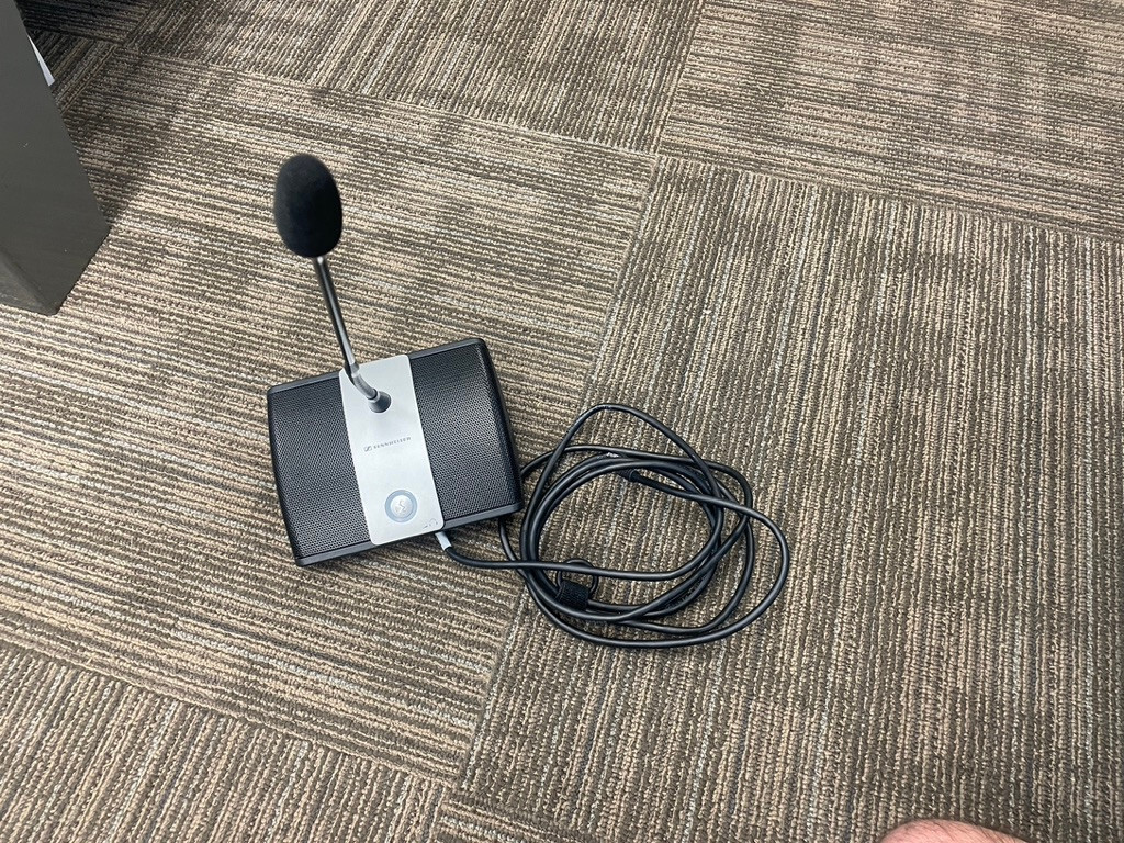Sennheiser ADN D1 desktop conference speaker with connecting cable