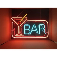 Bar Cocktails Martini Acrylic 14" Neon Sign Lamp Light Shop Glass Beer Pub EY