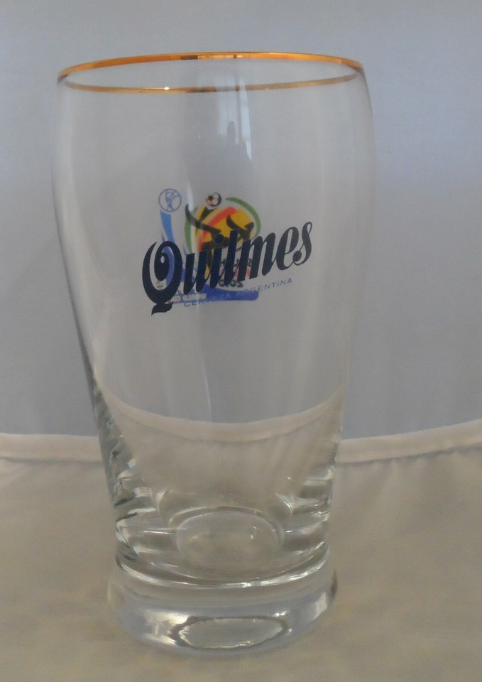 glass Quilmes Beer gold rim logo world South Africa 2010 from Argentina