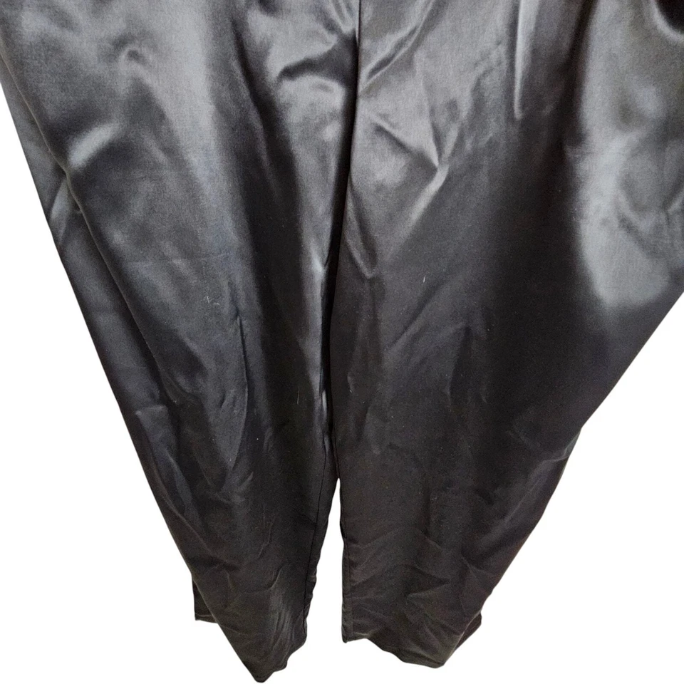 Pantalones de satén únicos vintage para mujer L 10-12 negros pantalones de pierna ancha para mujer  Foto 3 de 4