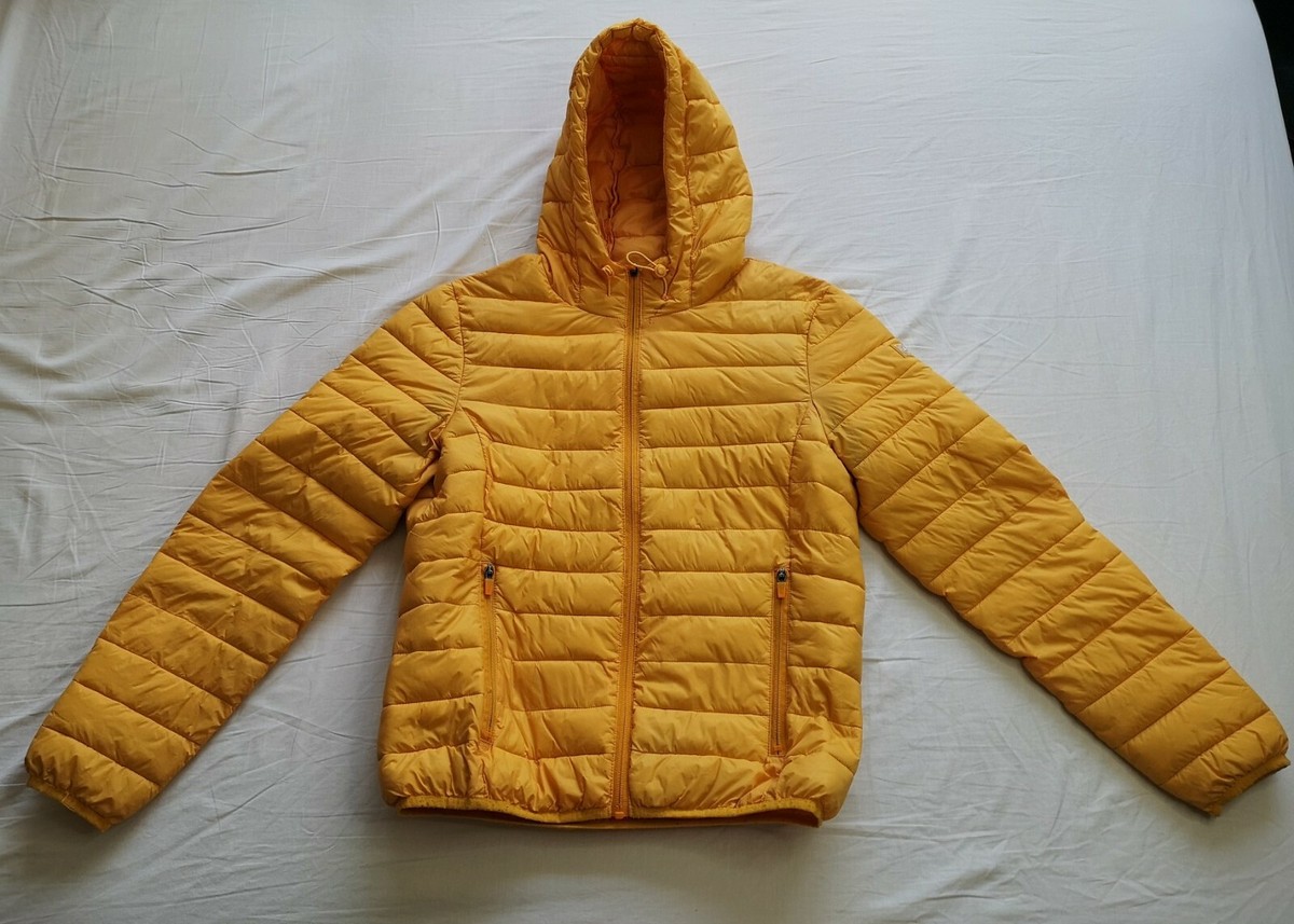 Terranova Women's Yellow Puffer Hooded Jacket Coat Size L Large Used  Condition