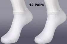 12 Pairs WHITE Ankle Spandex Low Cut Socks Size 10-13 Men Women 70033 WT-A