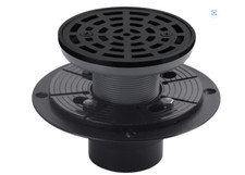 4 1/4" Shower Drain Round Black, Removable Grille Strainer Screws in Drain