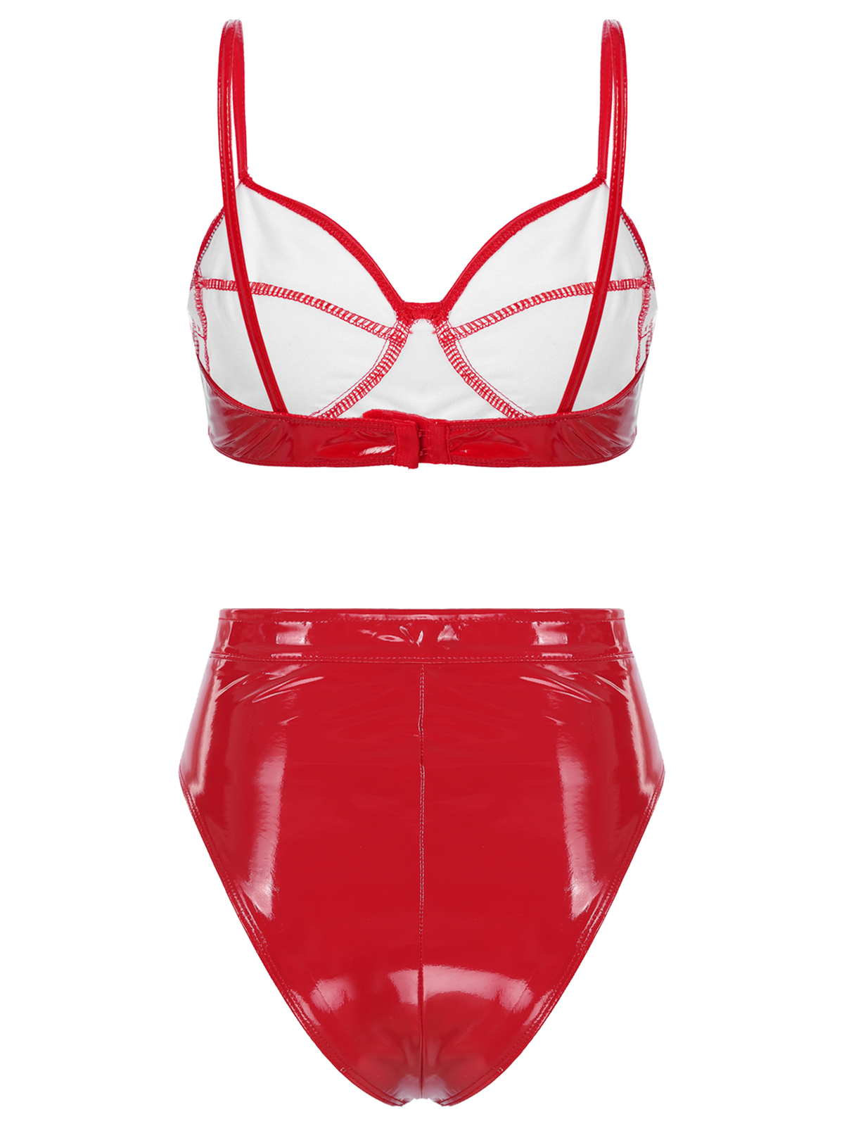 Honour Women's Bra In Black PVC Rubber Half Cut Shape Adjustable Straps