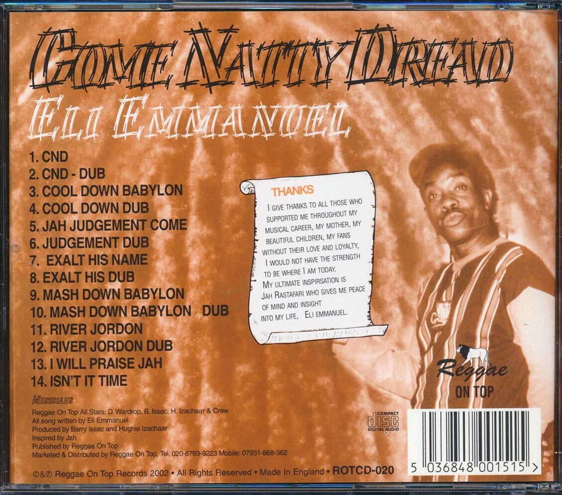 英LP Eli Emmanuel Come Natty Dread ROTLP 020 Reggae On Top UK /00235 Eli Emmanuel – Come Natty Dread – All Night Flight Records