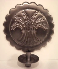 Irvin's Punched Tin Candle Sconce Lg Wall Primitive Country Tinware Metal Decor